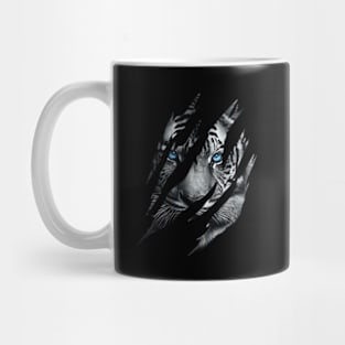 Cat Eye of the Fearless Tiger Silhouette Mug